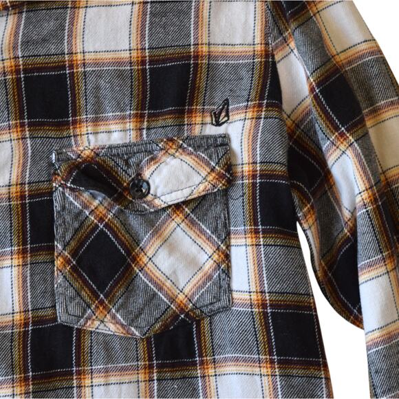 Volcom Women’s Plaid Flannel Button-Up Shirt Long Sleeve Size S - Picture 3 of 5